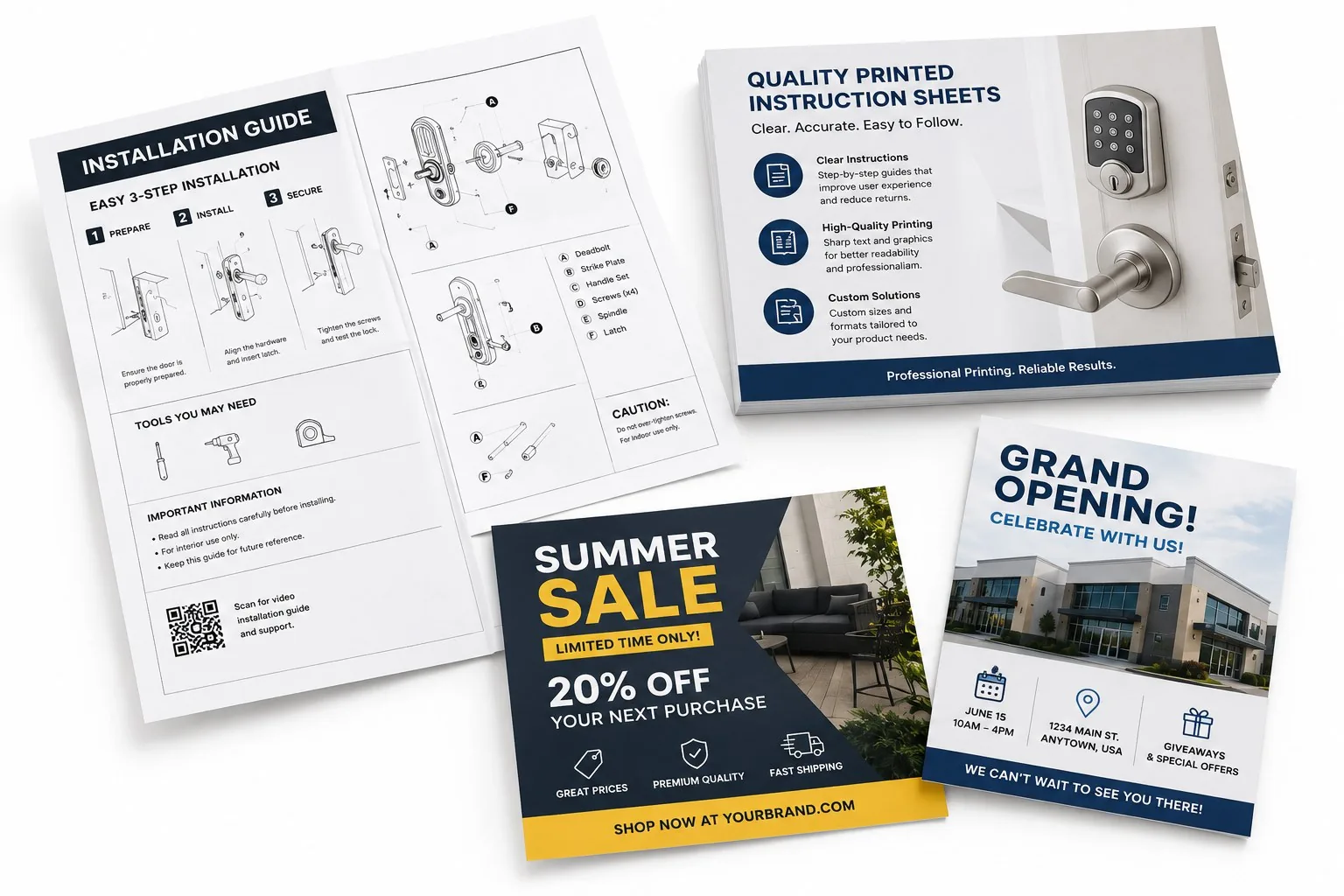 Printed instruction sheets and manuals