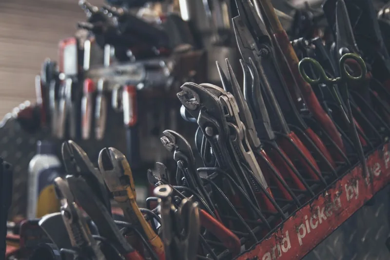 Boxed hardware products in a US home-improvement aisle